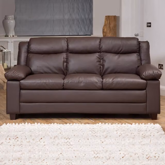 Artemis Home Standish 3 Seat Sofa in Brown Synthetic Leather with Solid Wood Frame