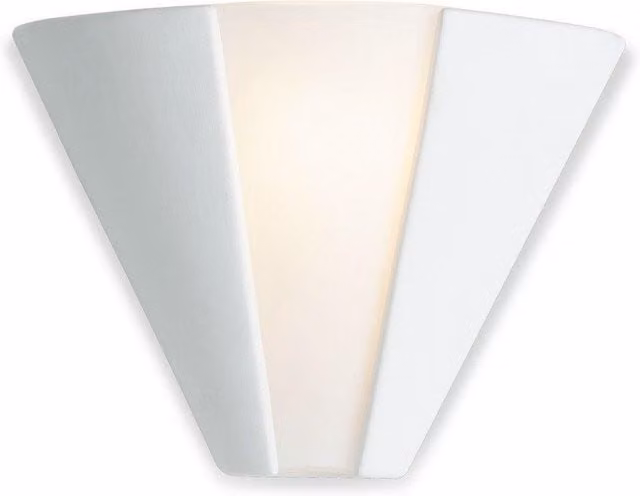 Netlighting Ceramic Indoor Wall Uplighter with Unglazed Acid White Glass and Clear E27 Bulb Holder