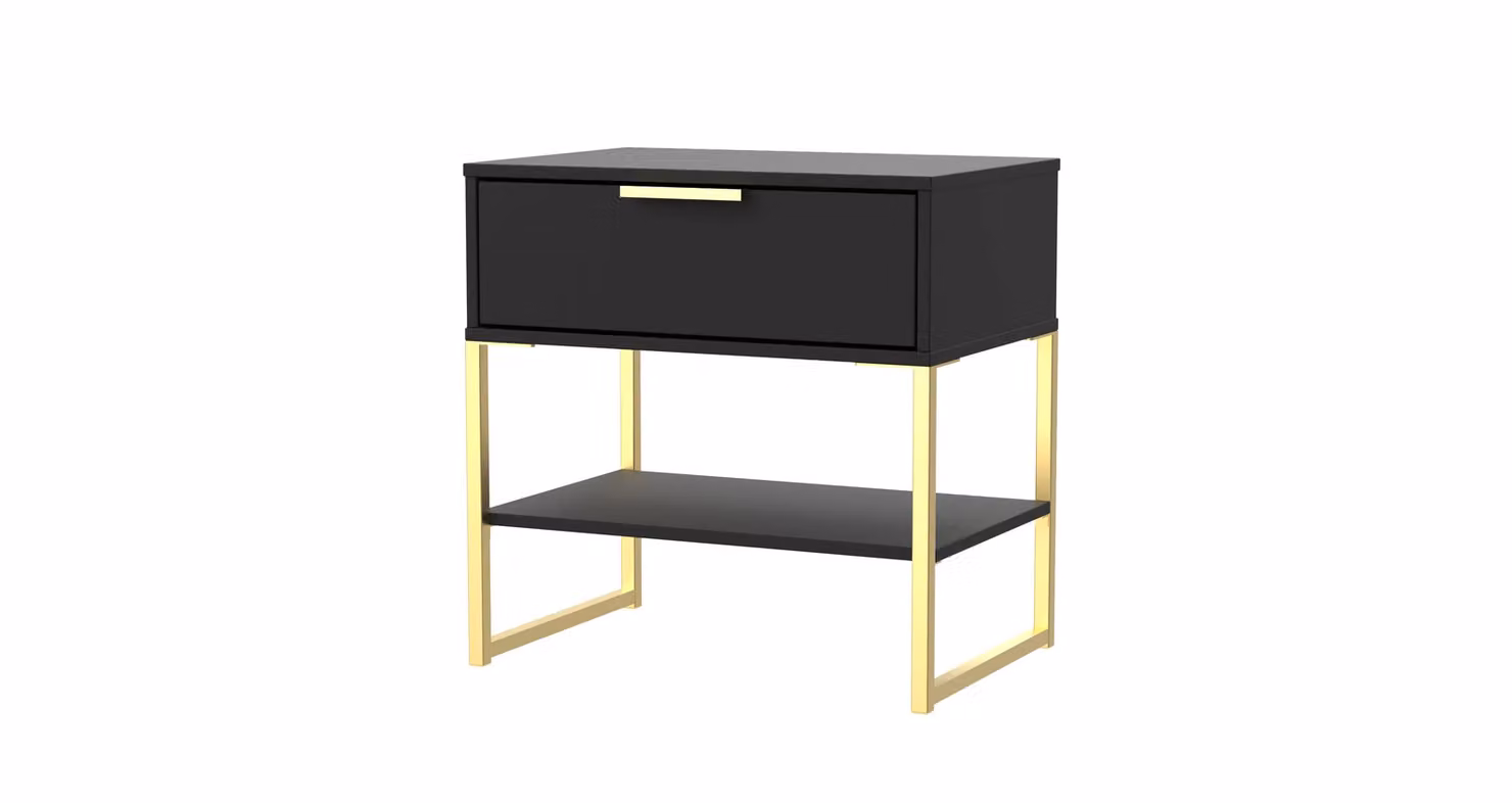 Ready Assembled 2 U Madrid 1 Drawer Lamp Table in Black – 2