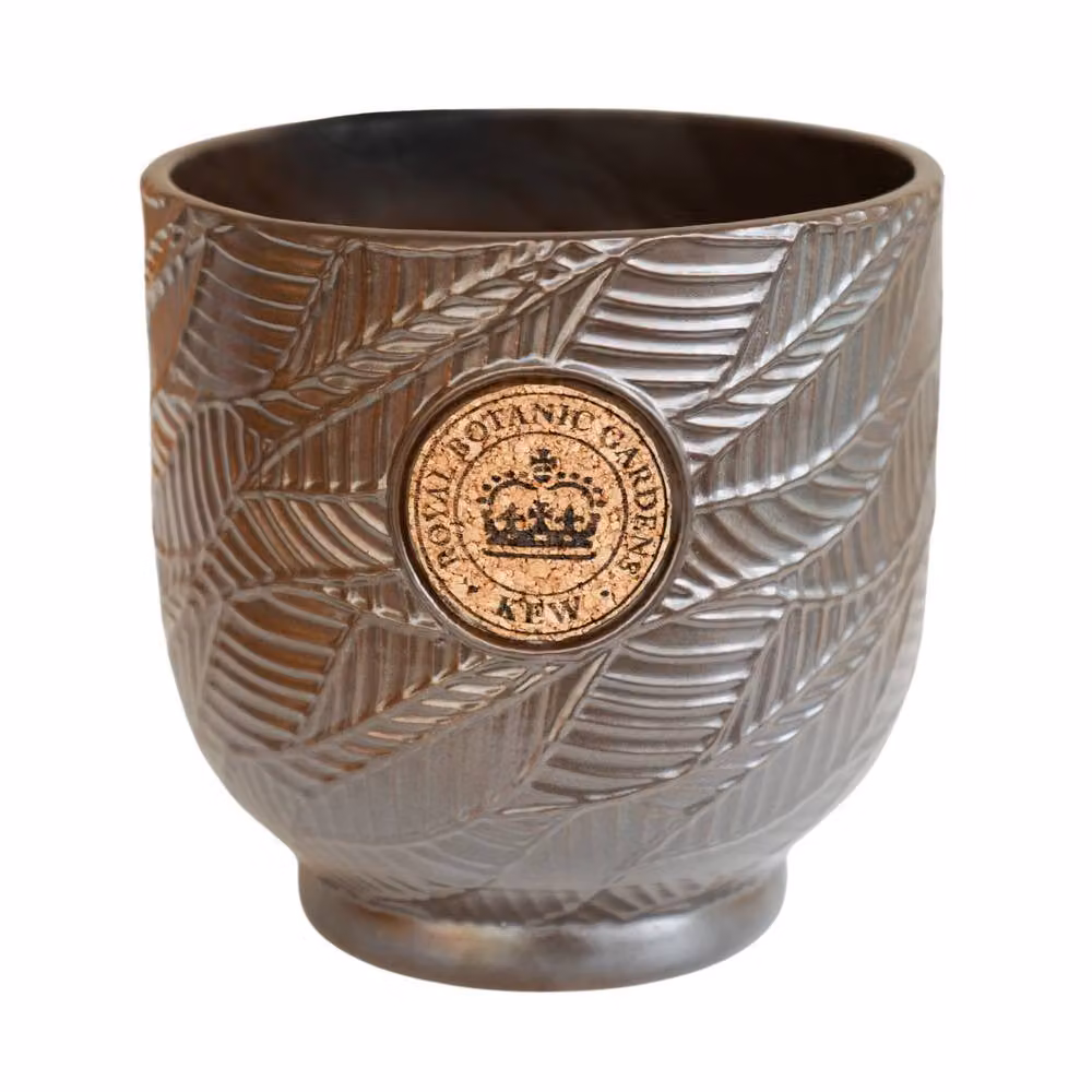 Ivyline Kew Leaf Embossed Charcoal Cork Plant Pot in Grey, Medium, H: 18 cm, D: 18 cm – 2