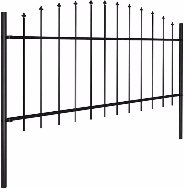 Berkfield Home Durable Steel Garden Fence with Spear Top, Black, W: 0.5-0.75 m, H: 3.4 m