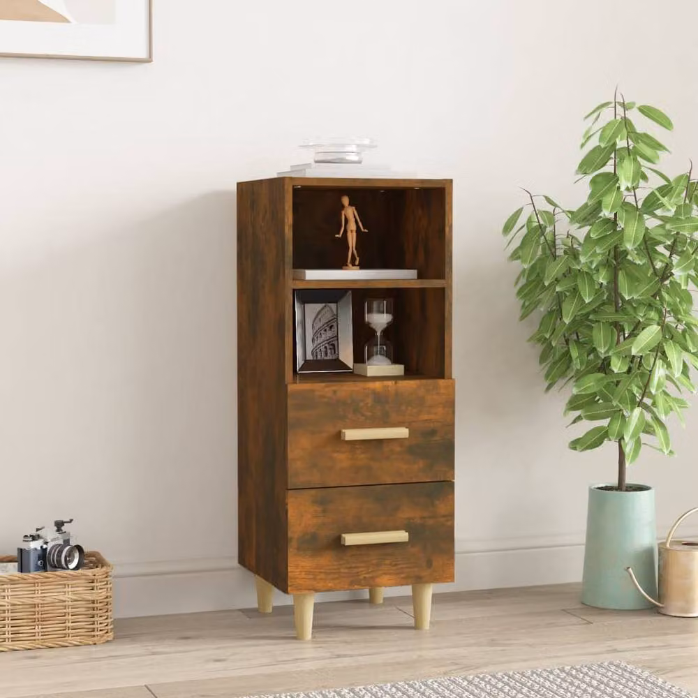 Berkfield Home Smoked Oak Sideboard in Brown, W/D/H: 34.5 x 34 x 90 cm – 2