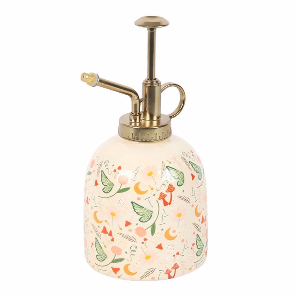 Uniqueful Fairy Folklore Print Ceramic Plant Mister in Gold and Multicolour – 2