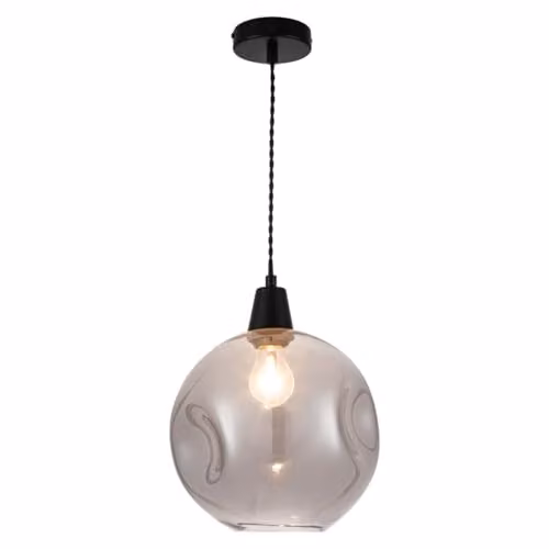 Cosylyte Millfield Modern Smoky Dimple Glass Pendant Light in Black and Grey, W/D/H: 25 x 25 x 100 cm