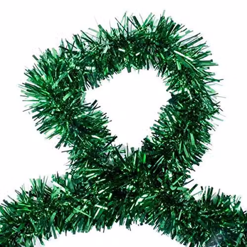 Shatchi Luxury Deluxe Chunky Christmas Tinsel Garland in Green, 1.8m – 2