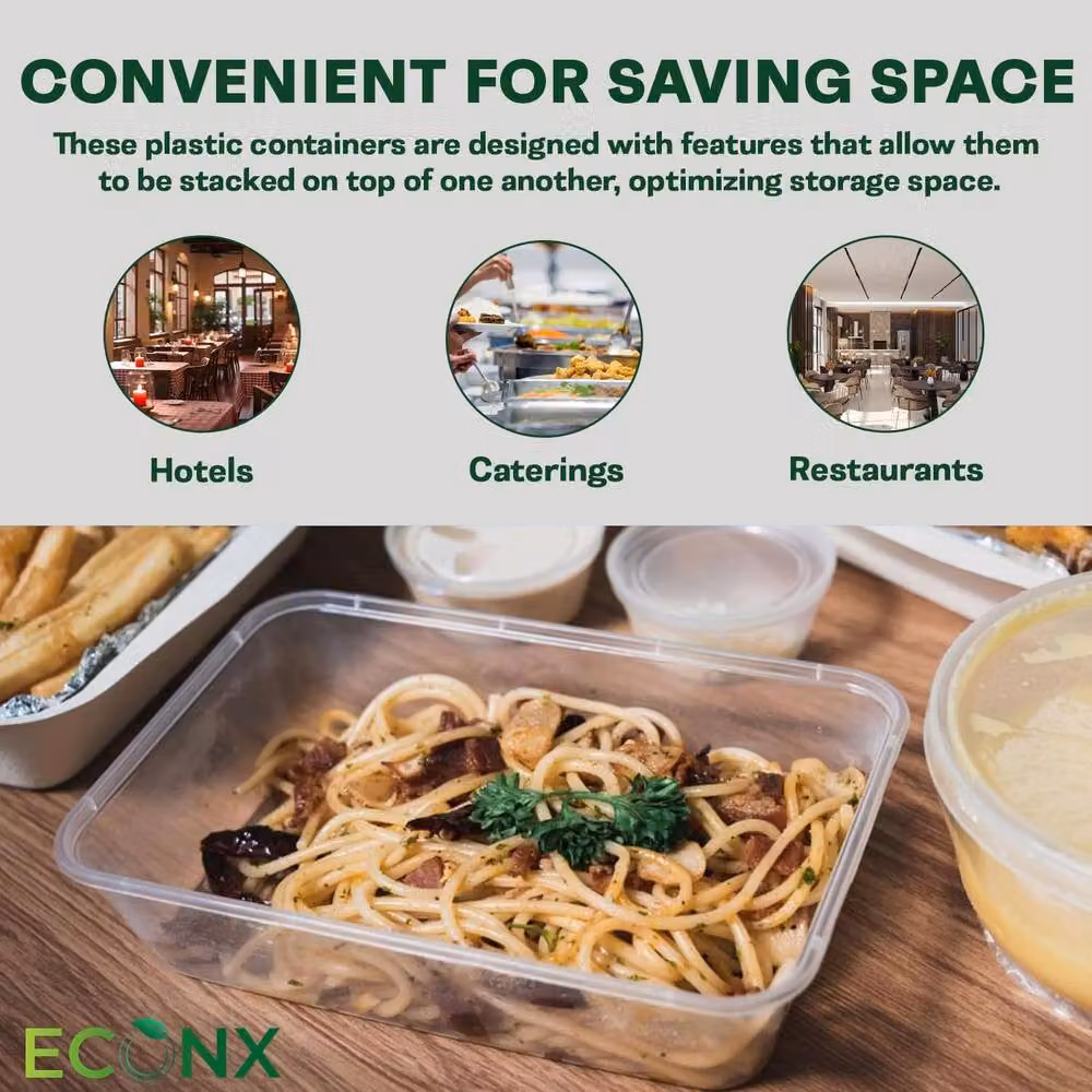 ECONX 200 Piece Set of Airtight Plastic Food Storage Containers with Lids, 750ml, Clear, Microwave and Freezer Safe – 3