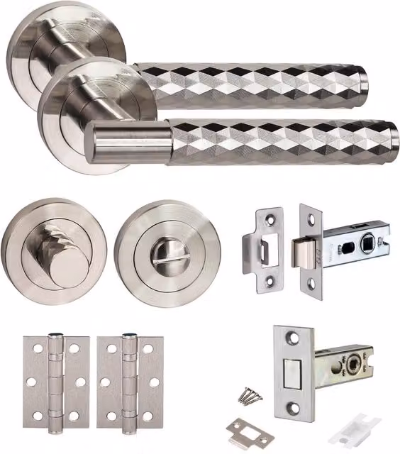 Golden Grace Nickel Plated Silver Door Handle Set