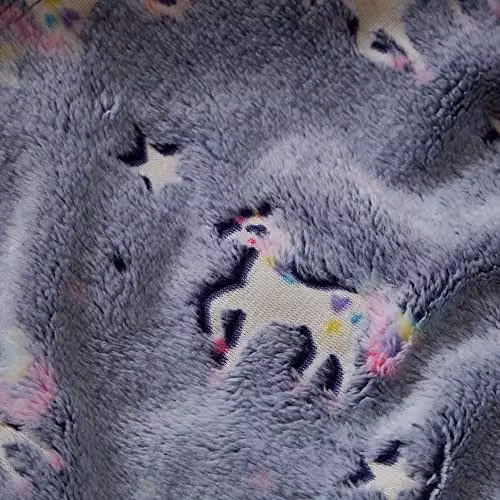 Just Essentials Glow In The Dark Unicorn Reversible Fleece Blanket, Purple and White, W/D/H: 125 x 170 cm – 4