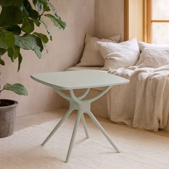Wyld Haus Chalencon Square Outdoor Plastic Table in Sage Green, W/D/H: 80 x 80 x 73 cm – 1