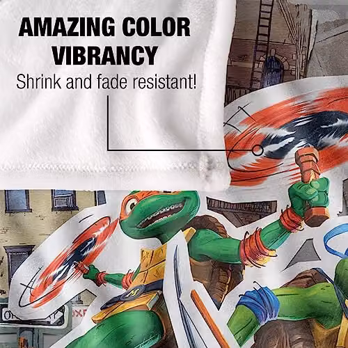 LOGOVISION Teenage Mutant Ninja Turtles Mutant Mayhem Heroes In A Half Shell Super Soft Fleece Throw Blanket, White, W: 152 cm, D: 127 cm – 3