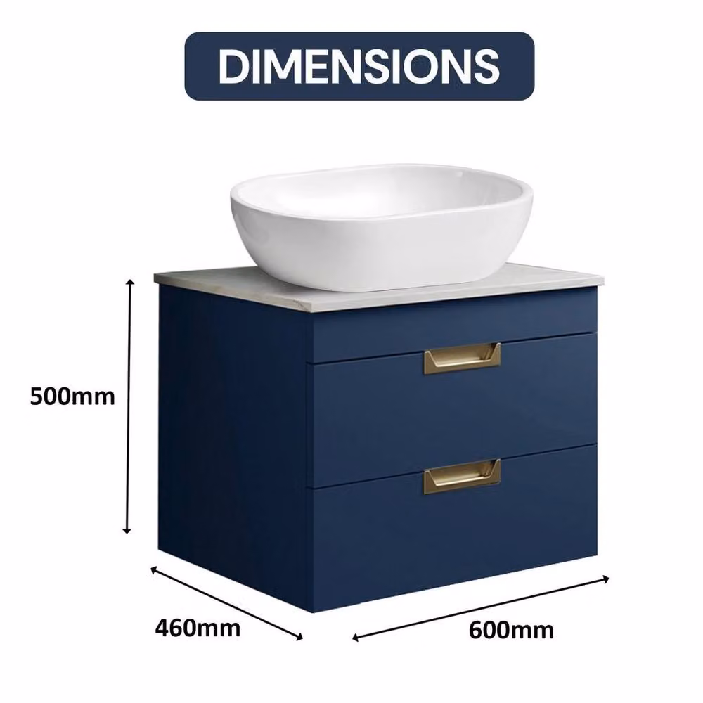 FORGEVIO Modern Blue and White Wall Mounted Bathroom Vanity Unit with Basin and Soft Close Doors – 2