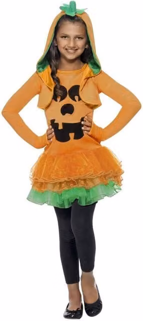 Smiffys Girls Pumpkin Tutu Costume Set in Orange, Green and Black
