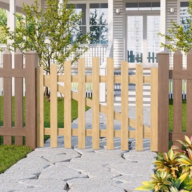 Lifeideas Wooden Garden Gate with Latch in Brown and Yellow