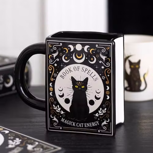 Something Different Wholesale Black Cat Magick Book of Spells Mug, Black, W/D/H: 12 x 14.5 x 6.8 cm – 3