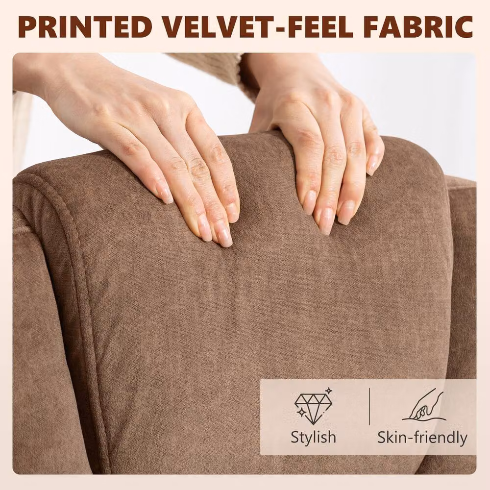 Rolipo Brown Velvet Heated 6-Point Massage Reclining Executive Office Chair with High Back and Headrest – 7