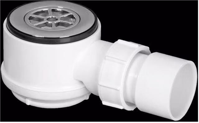 McAlpine STW4-65 Slim Shallow Round Shower Trap with 50mm Waste Hole in White and Silver – 1
