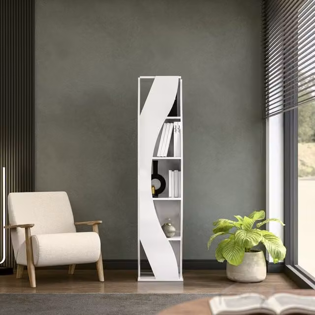 Decorotika Reva Corner Bookcase in White