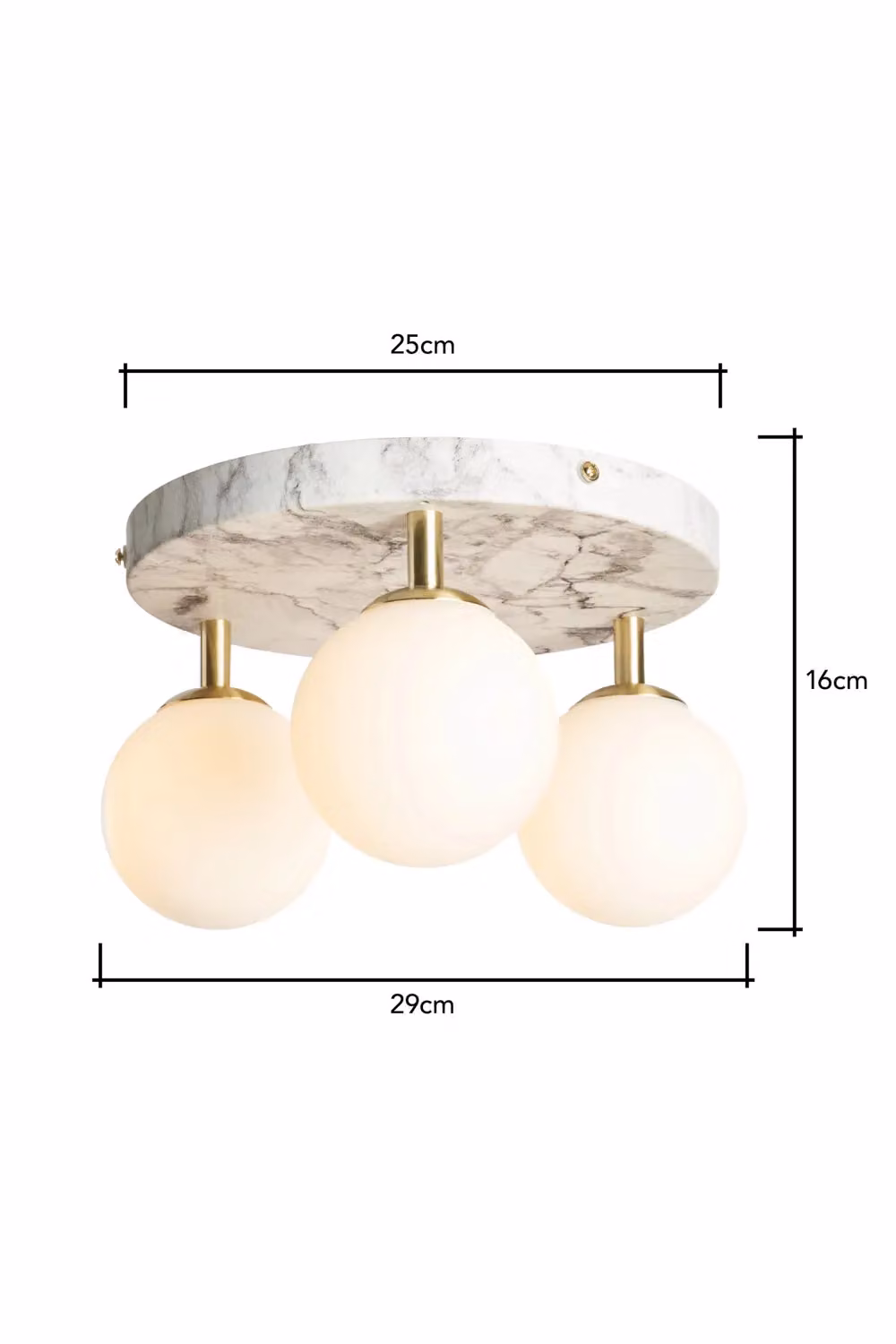 BHS Lighting Leona Marble Flush Bathroom Ceiling Light in Gold and White – 3