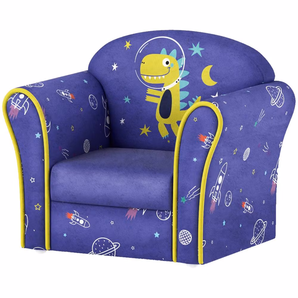 STILVORA Kids Armchair with Blue Fabric Upholstery and Solid Wood Frame – 4