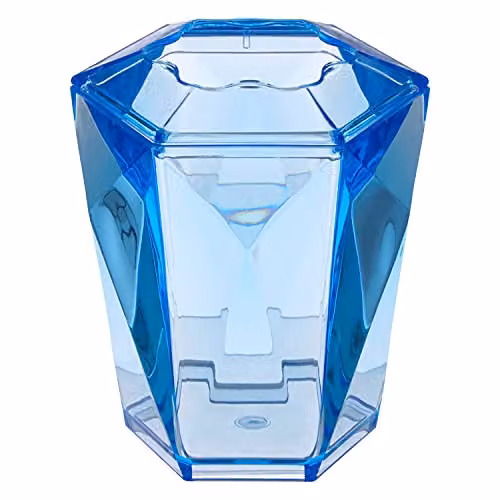 Orsina Blue 3D Geometric Freestanding Plastic Toothbrush Holder with Tumbler, W/D/H: 10 x 11 x 10 cm