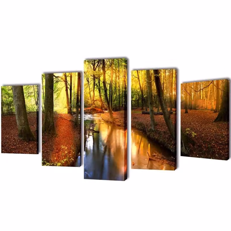 Berkfield Home Romantic Forest Canvas Wall Print Set, Multicolour, W: 200 cm, H: 100 cm