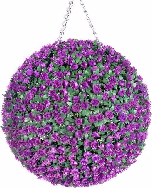 Best Artificial LTD Purple Rose Hanging Basket Topiary Ball, Diameter: 38 cm