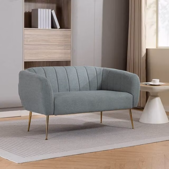 Artemis Home Stanton 2 Seat Upholstered Fabric Sofa in Blue