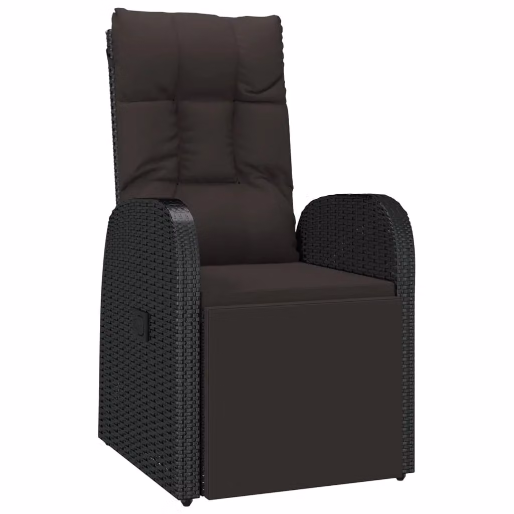 Berkfield Home Reclining Garden Chairs with Cushions, 2 Piece Set, Black Poly Rattan and Steel – 3