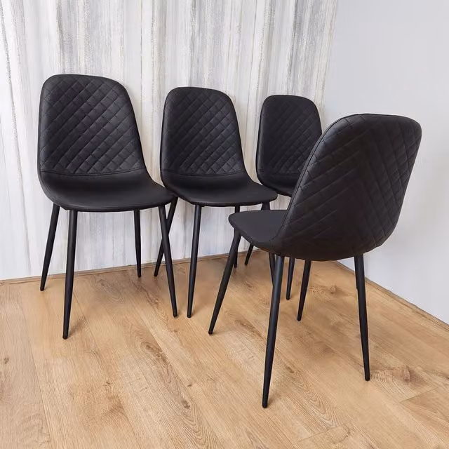 Kosy Koala Set of 4 Modern Black Synthetic Leather Padded Dining Chairs
