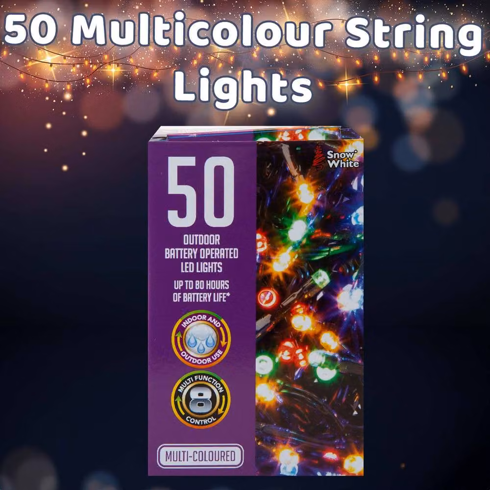 VFM e-Store Multicolour Christmas String Lights with 50 RGB Bulbs – 3
