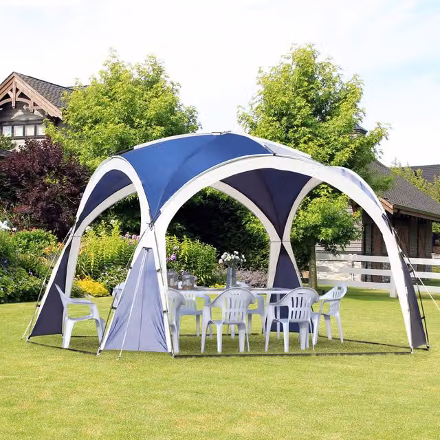 Outsunny Curved Dome Event Gazebo Shelter in Blue and Grey