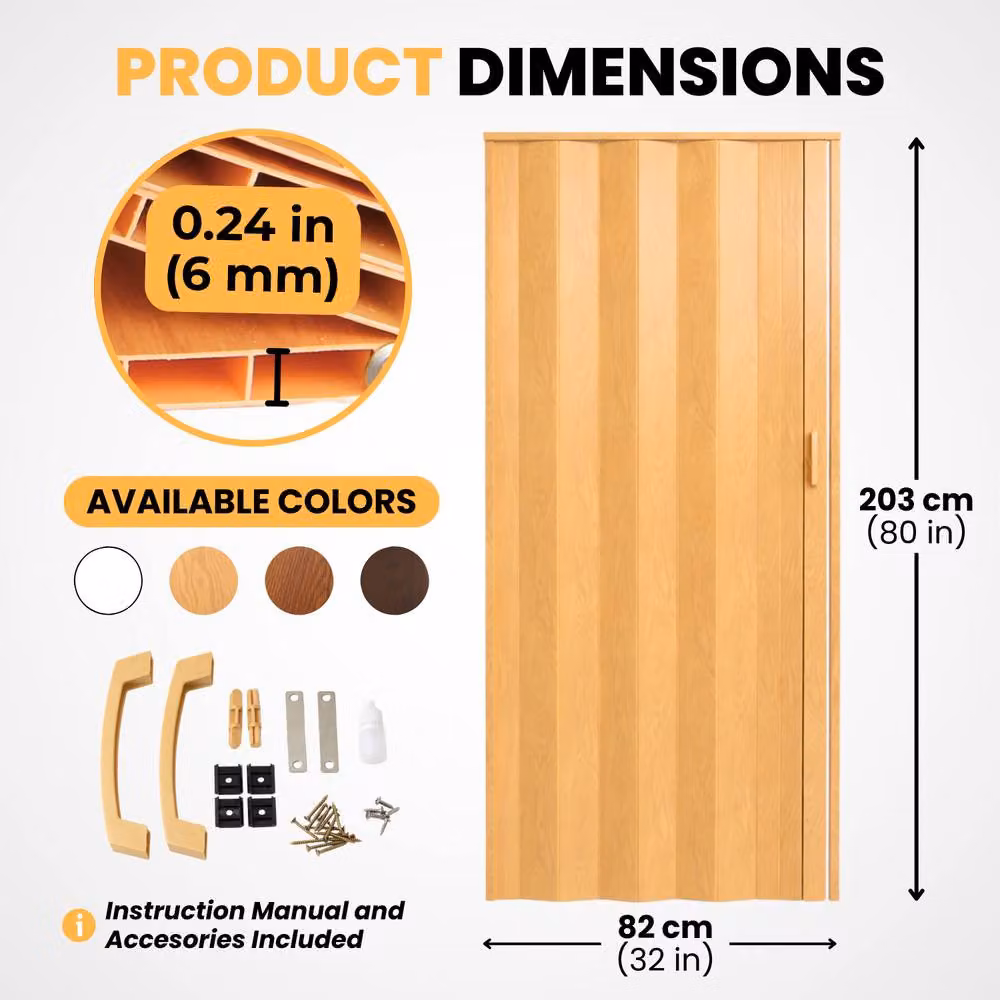 Novecrafto PVC Folding Door in Brown, W: 82 cm, H: 203 cm – 2