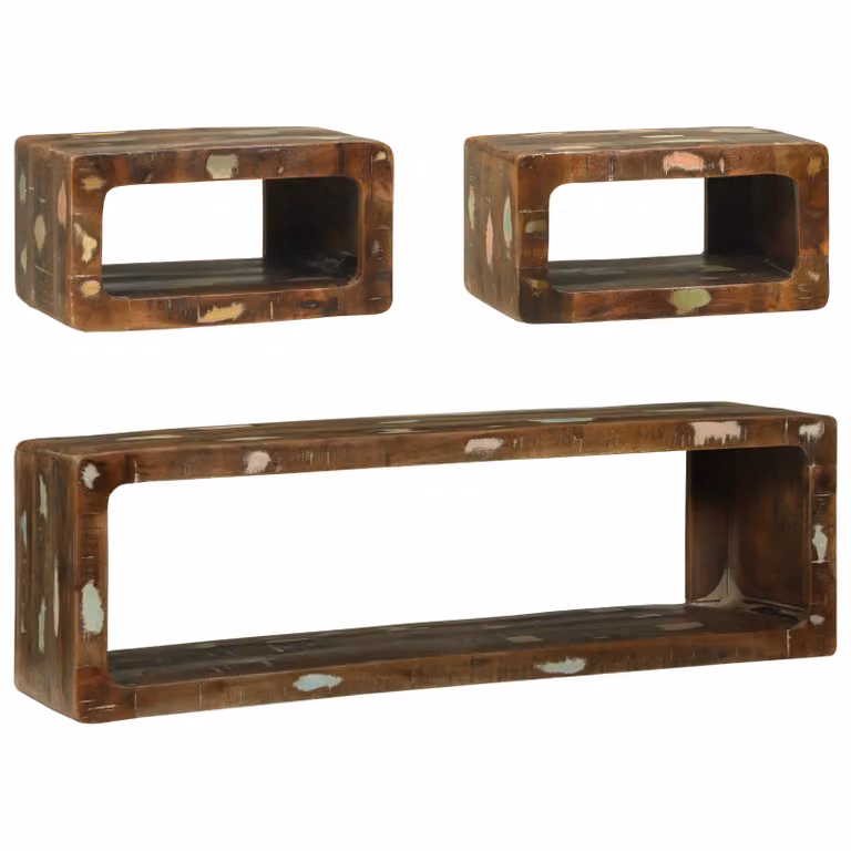 Berkfield Home 3 Piece Modern Multicolour Solid Wood Reclaimed TV Cabinet Set in Brown