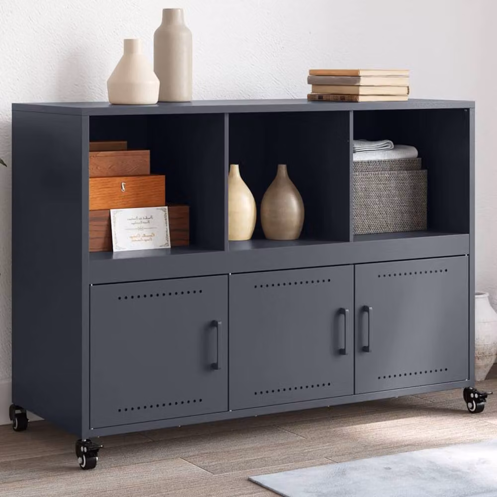 Berkfield Home Anthracite Metal Sideboard in Dark Grey, W/D/H: 100.5 x 39 x 72 cm – 2