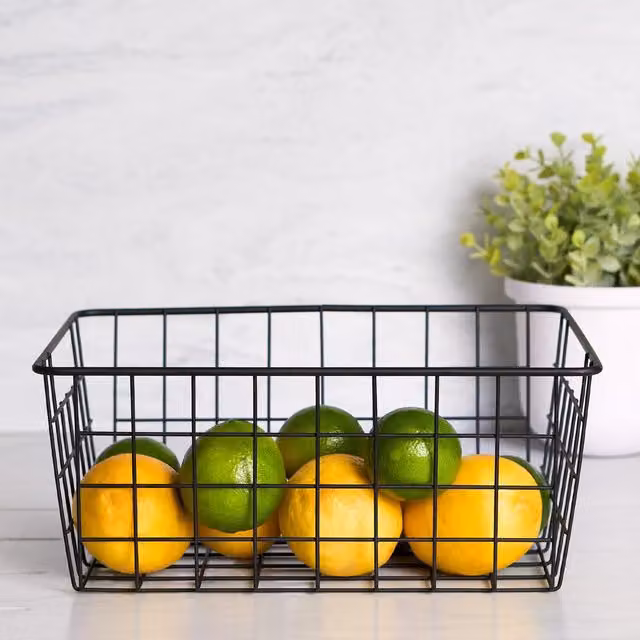 OHS Wire Food Storage Basket - Black