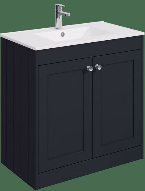 Balterley 800mm Floor Standing 2 Door Bathroom Unit and Basin with 1 Tap Hole in Satin Dark Grey