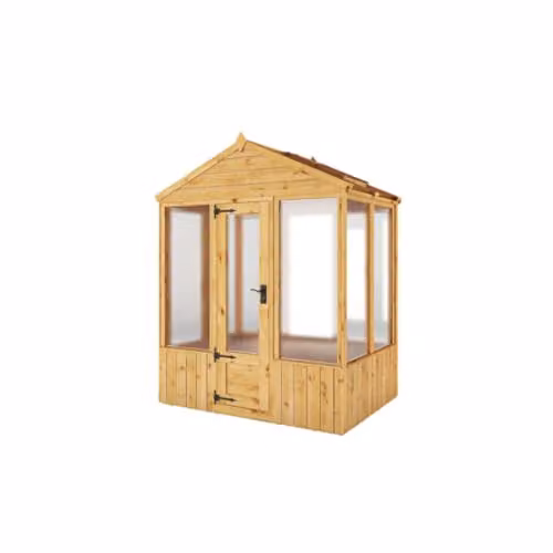 Waltons Brown Wooden Outdoor Potting Shed Greenhouse with Apex Roof and Polycarbonate Glazing, W/D/H: 122 x 183 x 229 cm – 1
