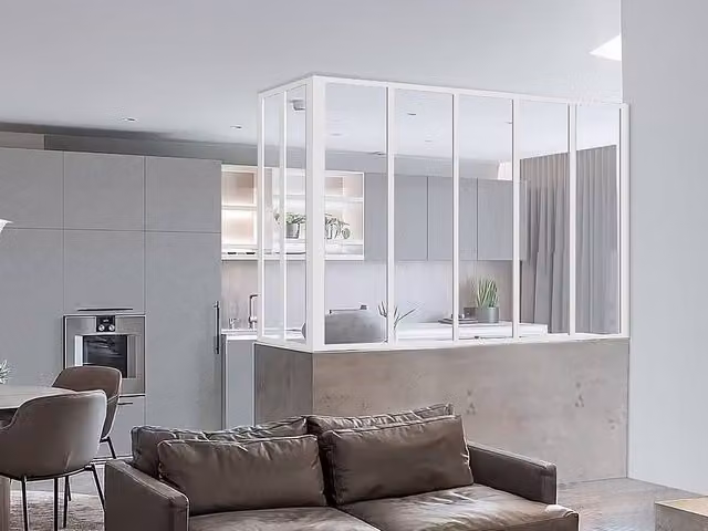 Vente-unique Corner Power-Coated Aluminium and Glass Partition in White, W/D/H: 150 x 60 x 105 cm