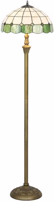 HOMCOM Tiffany-Style Vintage Floor Lamp with Glass Shade in Bronze and Green, H 152.0 cm x W 33.5 cm