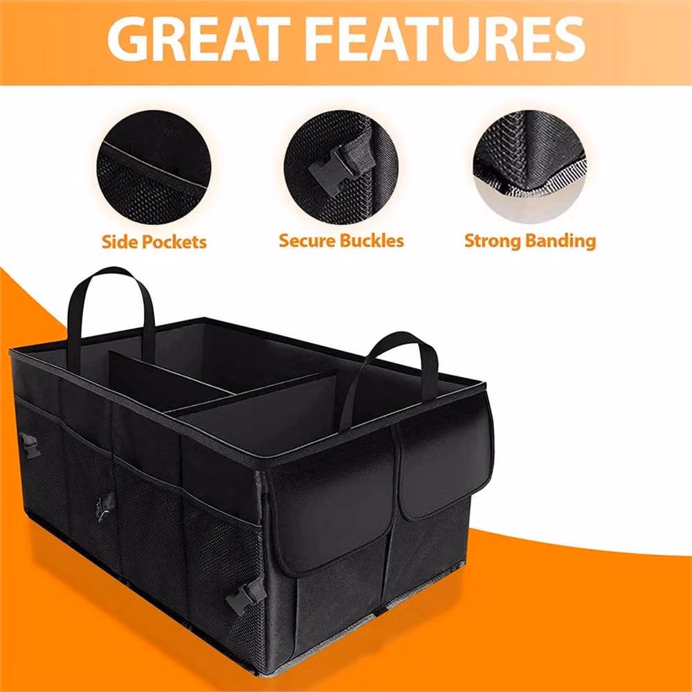 SPETLEK Black Heavy Duty 2-in-1 Collapsible Car Boot Foldable Storage W: 50 cm, D: 50 cm, H: 50 cm – 4