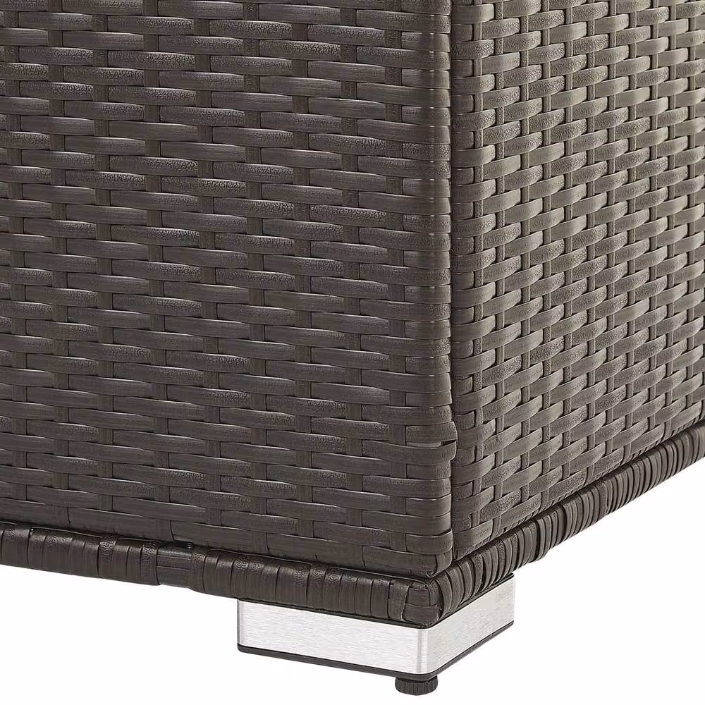 Wyld Haus Brown Faux Rattan and Metal Outdoor Storage Box for Garden or Terrace – 6