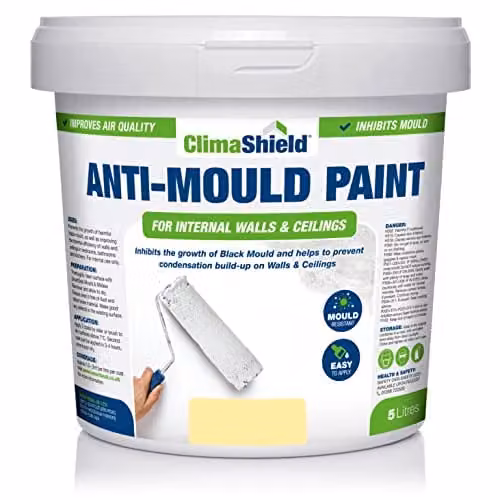ClimaShield Anti Mould Paint in Beige, 5L, Water Based Mould Resistant Paint for Bathrooms, Kitchens and Bedrooms