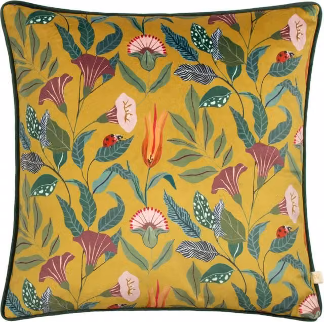 Make it a Home Wild Garden Columnaris Velvet Piped Bolster Cushion in Multicolour