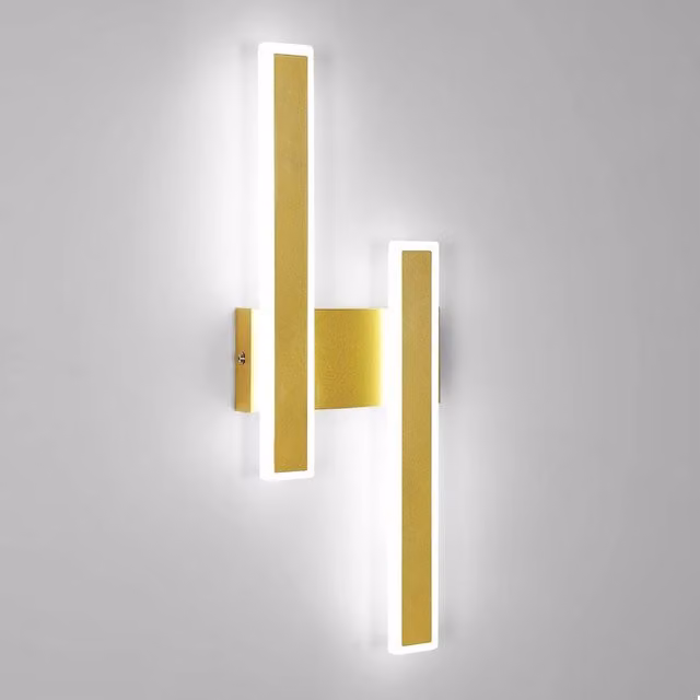 Pheashine Gold and White Double Linear LED Wall Sconce, 32W, 6500K Cool White, W: 44 cm, H: 18 cm, D: 3.5 cm