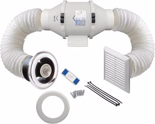 Havendro Powerful Inline Bathroom Shower Fan Kit with Timer, 100mm, White