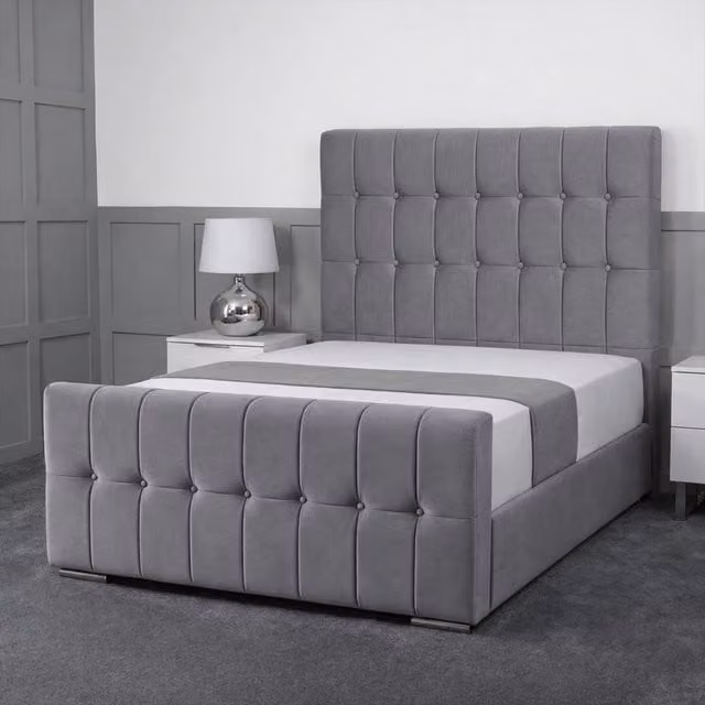 Living Comfort Bedz Belmont Grey Velvet Upholstered Gas Lift Storage Bed, W/D/H: 90 x 190 cm – 1
