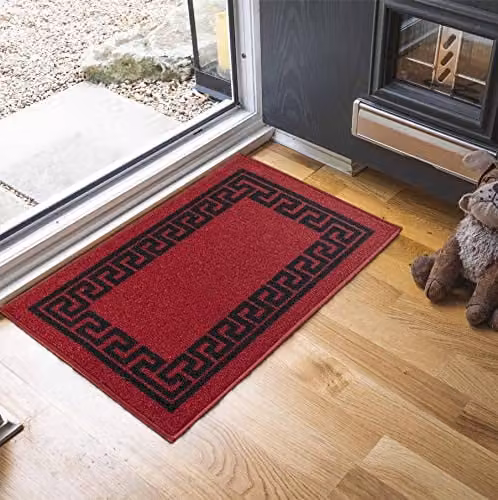 Serdim Rugs Havana Non-Slip Washable Kitchen Floor Mat, Graphic Design, Red and Black, W: 80 cm, L: 150 cm – 1