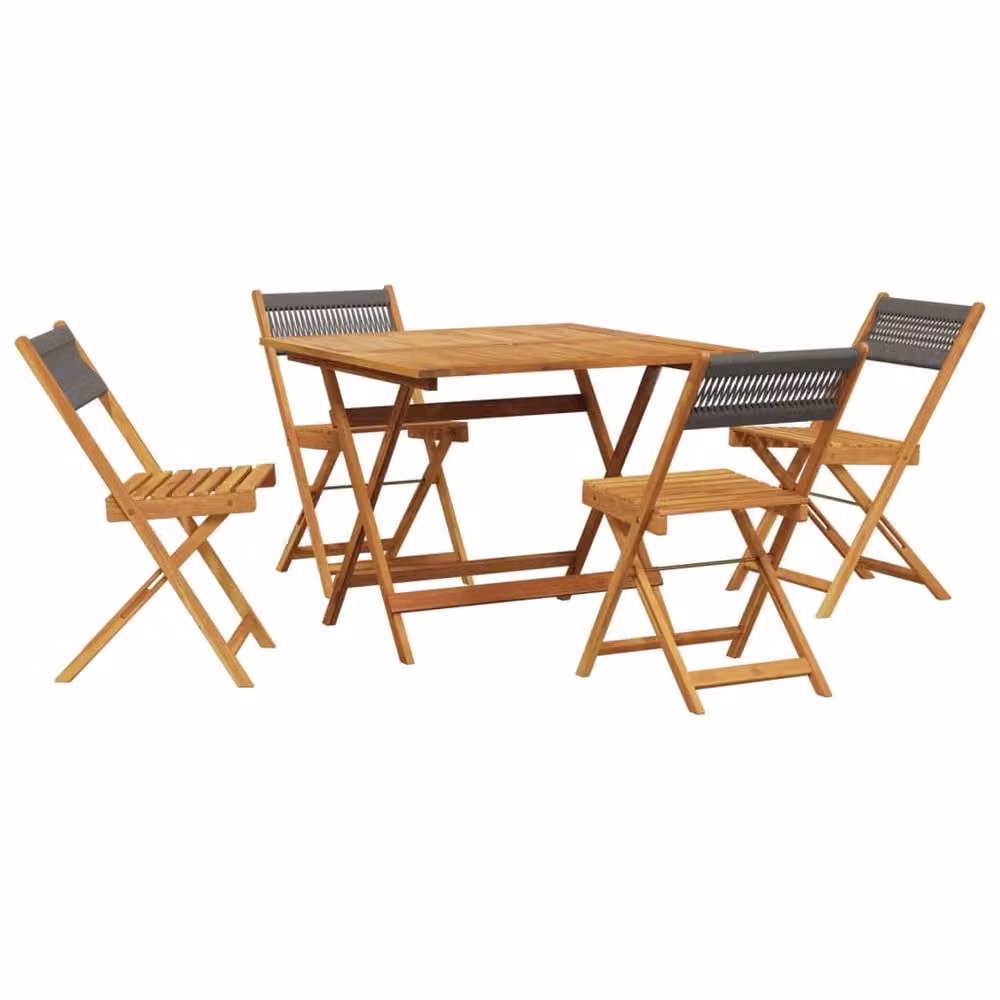 Berkfield Home 5 Piece Grey Garden Dining Set with Acacia Wood and Polypropylene – 2