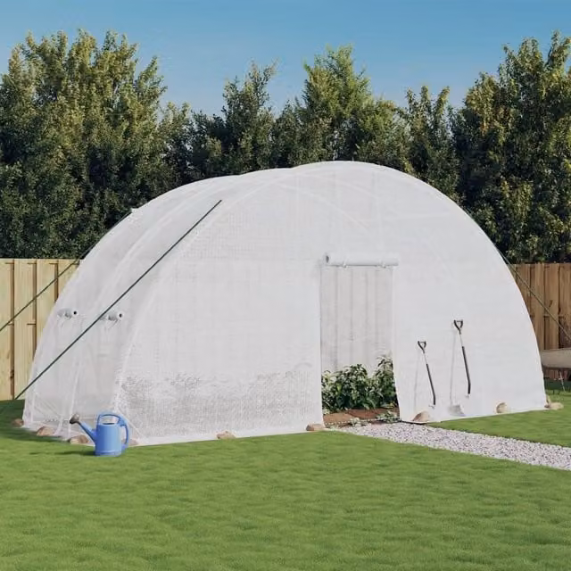 Berkfield Home Freestanding Steel Frame Greenhouse in White, W/D/H: 600 x 200 x 285 cm – 1