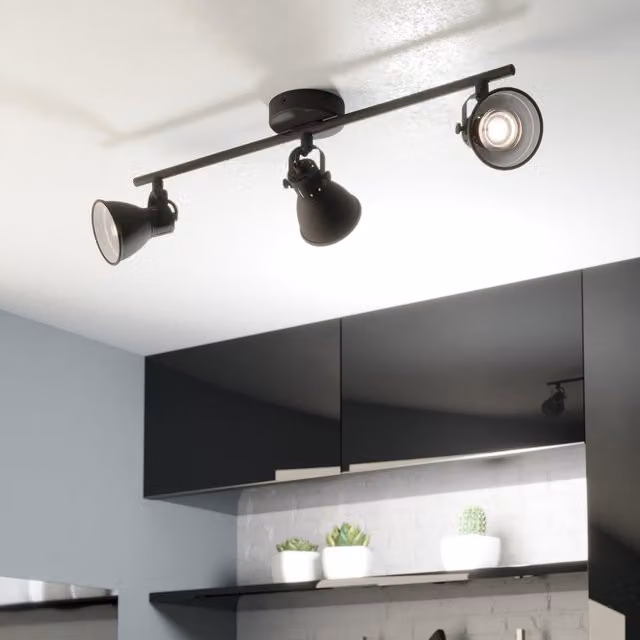 Eglo Seras 3-Light Industrial Black Metal Ceiling Light – 3